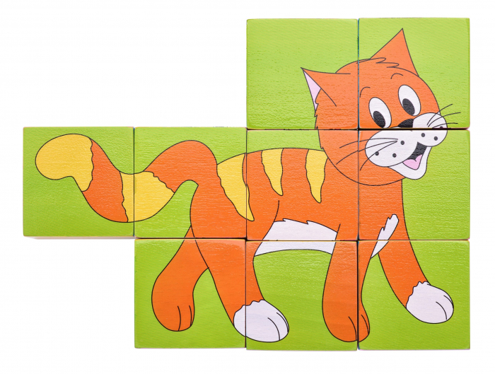 Puzzle din lemn cuburi - Animale colorate [4]