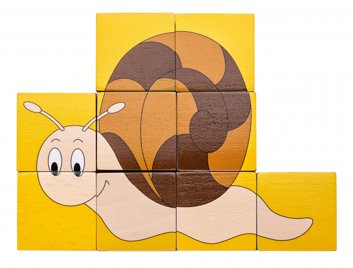 Puzzle din lemn cuburi - Animale colorate [3]