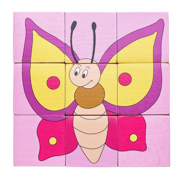 Puzzle din lemn cuburi - Animale colorate [6]