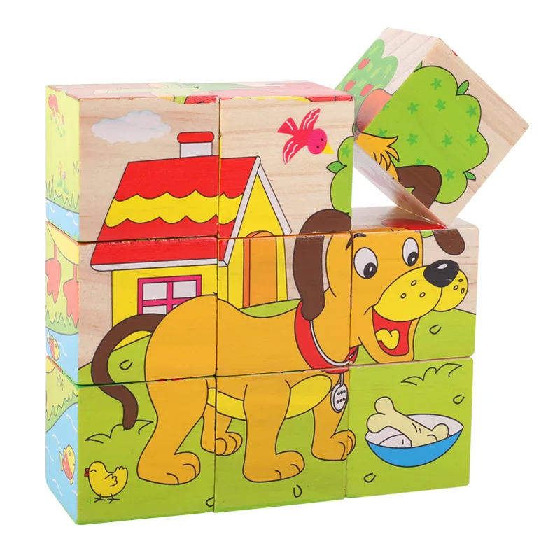 Puzzle din lemn cuburi - Animalute [2]