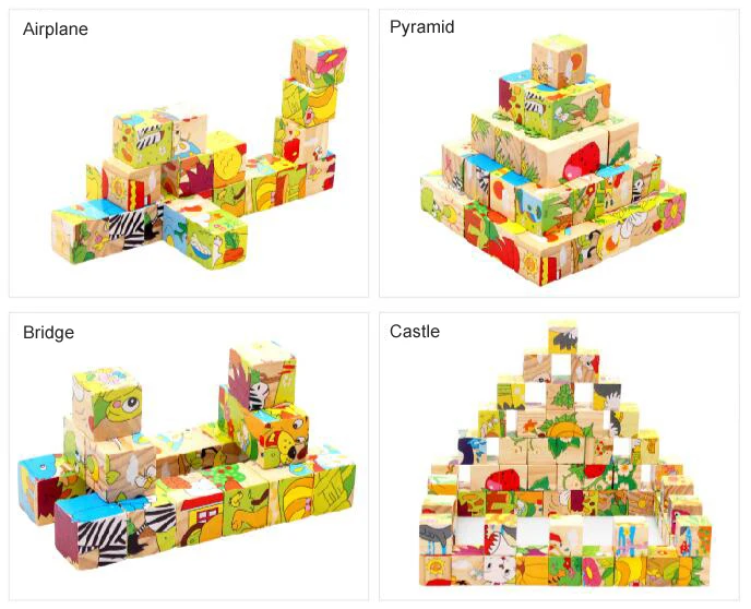 Puzzle din lemn cuburi - Animalute [4]