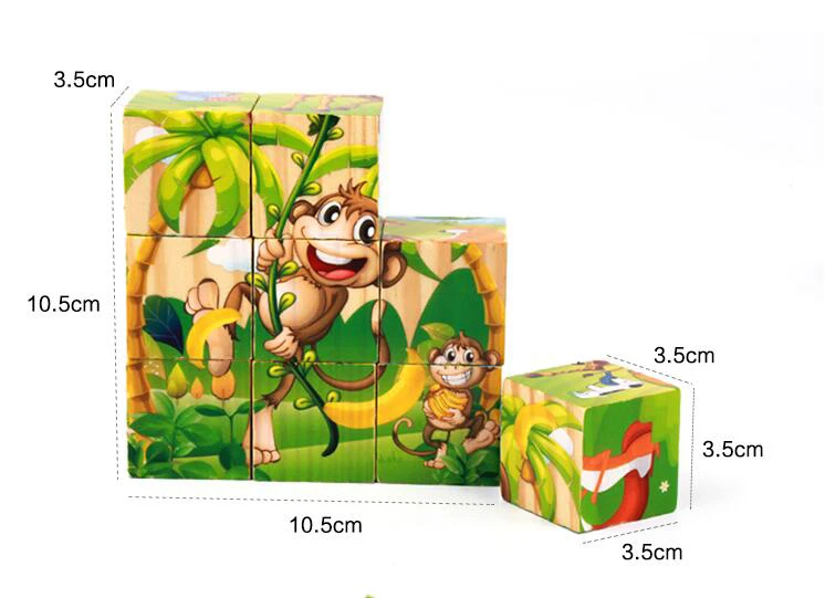 Puzzle din lemn cuburi - Animalute [3]