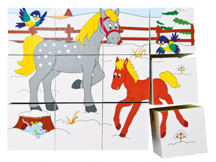 Puzzle din lemn cuburi - Ferma 3 x 4 [5]