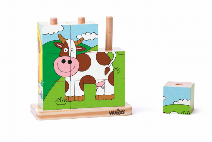 Puzzle din lemn cuburi - Imagini de stivuit 3 x 3 [3]