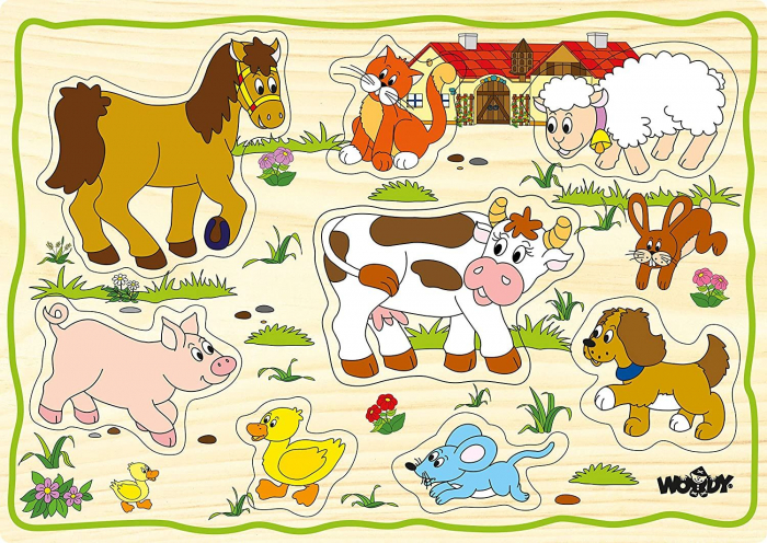 Puzzle din lemn pentru copii cu animale de la ferma [3]