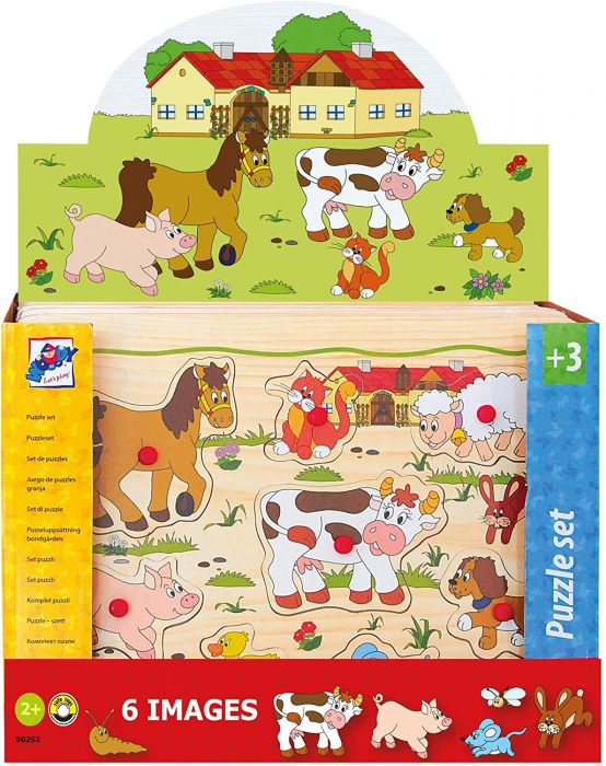Puzzle din lemn pentru copii cu animale de la ferma [8]