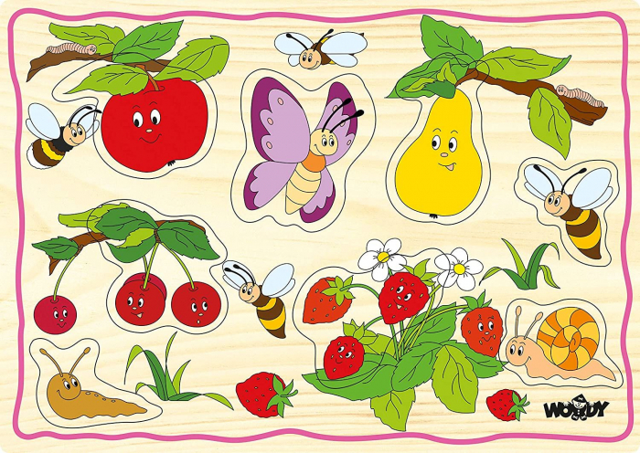 Puzzle din lemn pentru copii cu animale de la ferma [5]