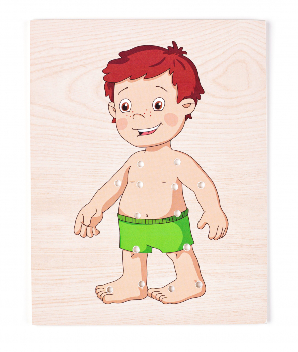 Puzzle din lemn - Imbraca baietelul [2]