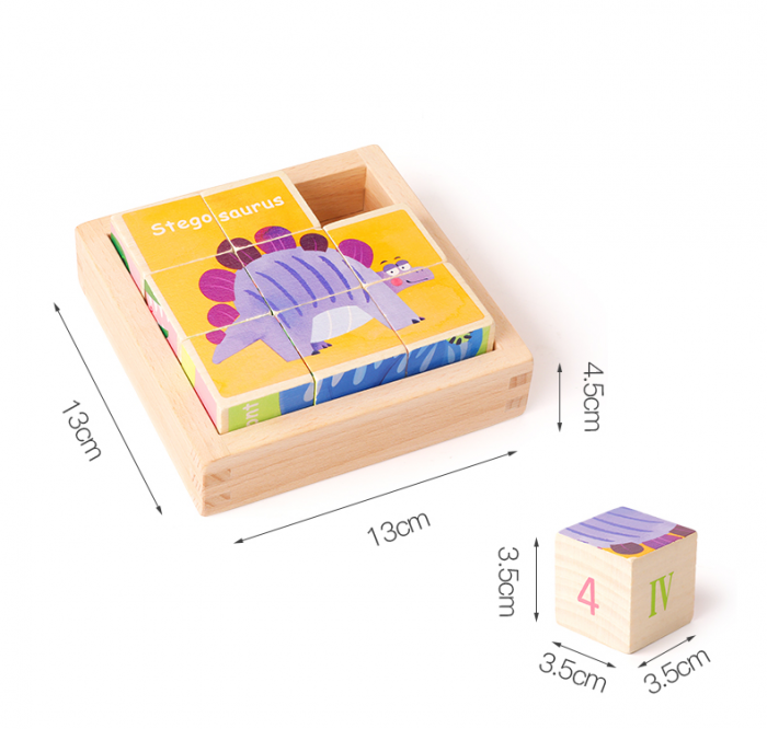 Puzzle din lemn Montessori cu 8 cuburi, diverse modele [3]