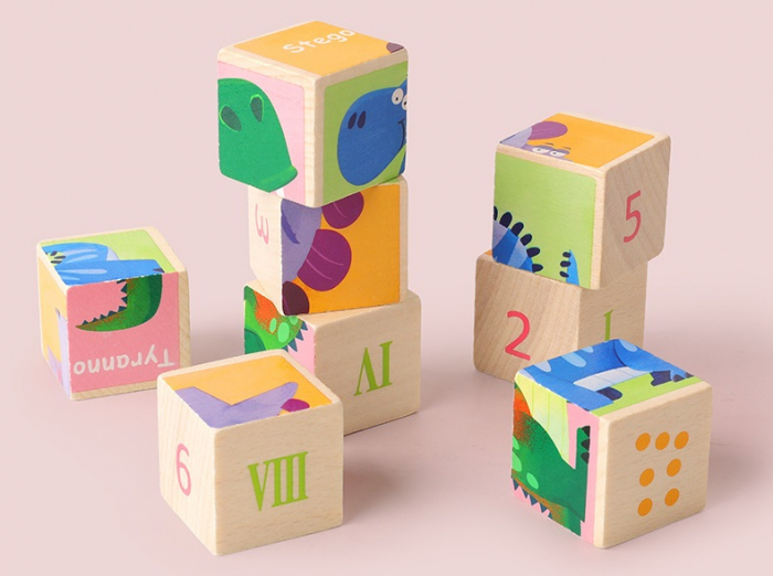 Puzzle din lemn Montessori cu 8 cuburi, diverse modele [5]