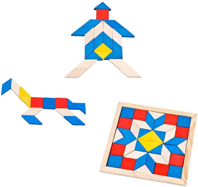 Puzzle din lemn origami multicolor [2]
