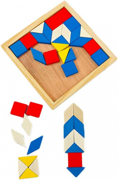 Puzzle din lemn origami multicolor [5]