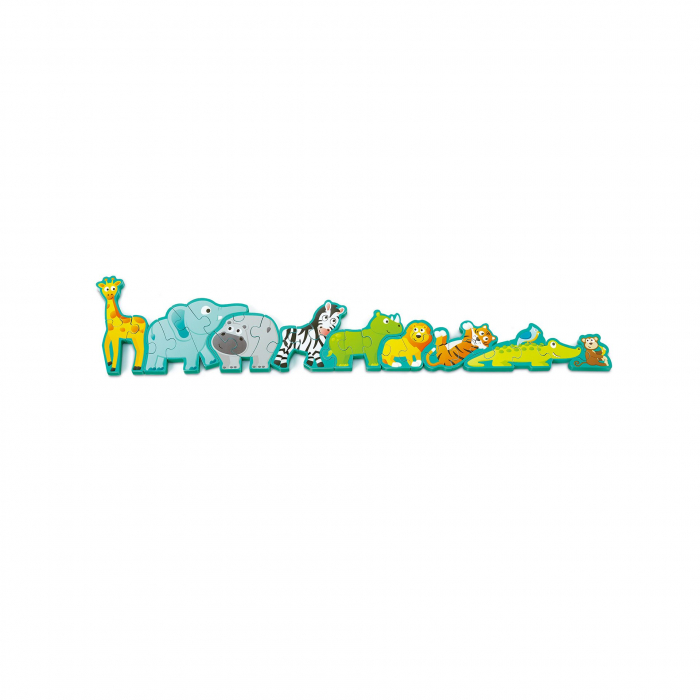 Puzzle din lemn pentru copii cu litere si animale salbatice [5]