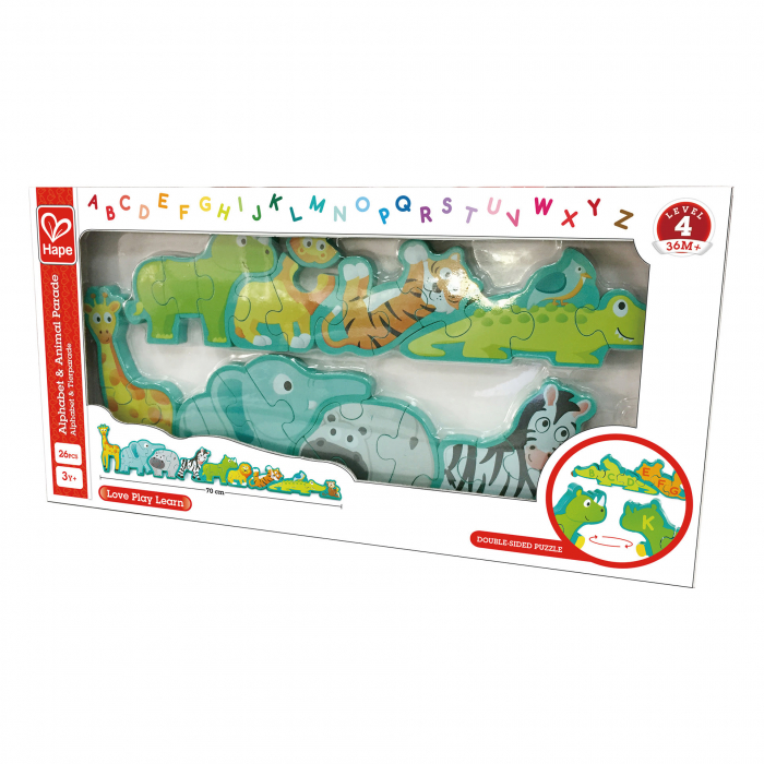 Puzzle din lemn pentru copii cu litere si animale salbatice [3]