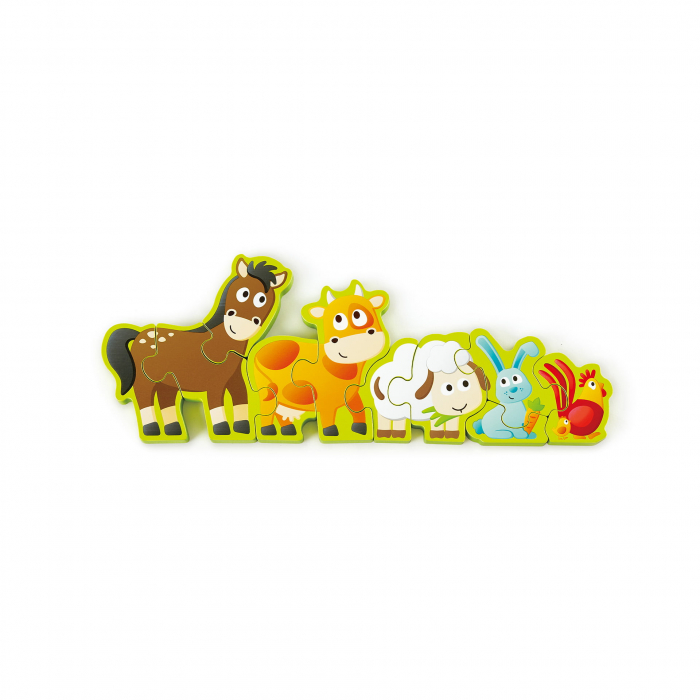 Puzzle din lemn pentru copii cu numere si animale de la ferma [3]