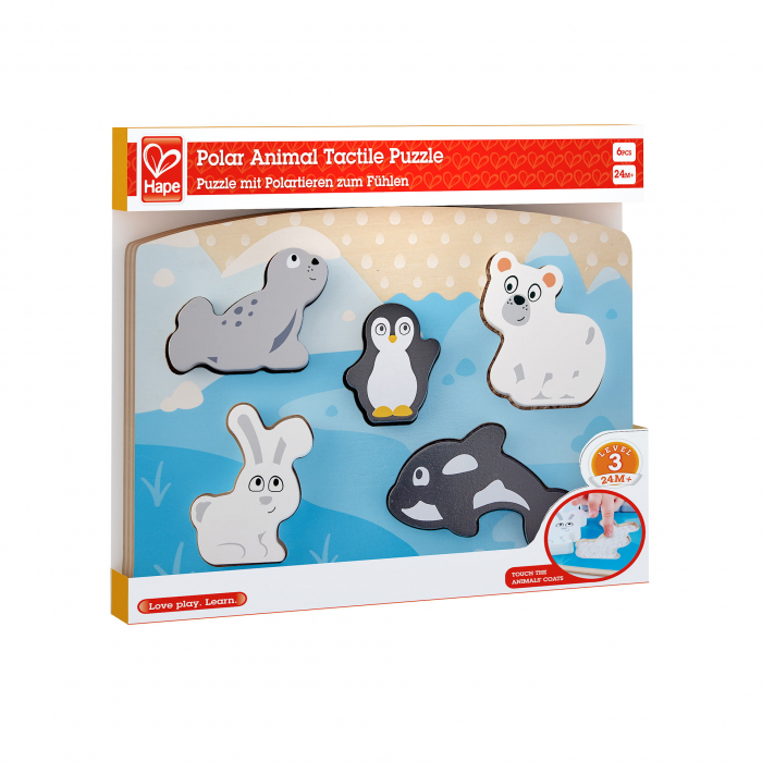 Puzzle din lemn tactil - Animale polare [4]