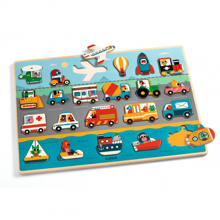 Puzzle din lemn Vroom-vroom, Djeco [2]