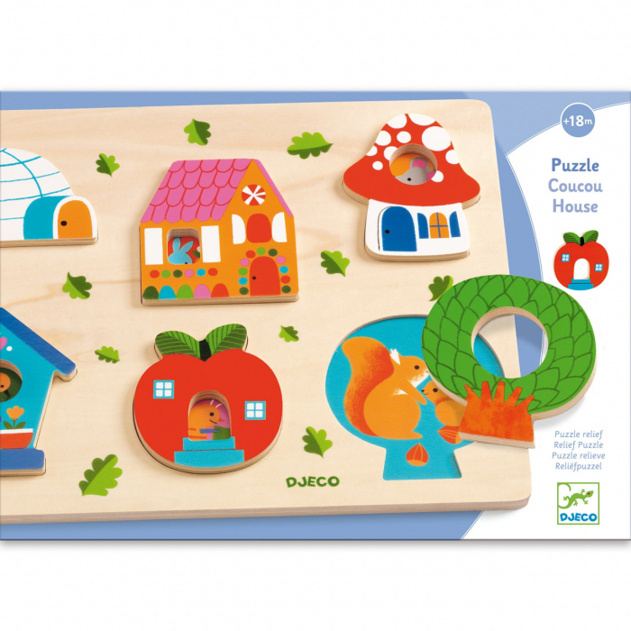 Puzzle din lemn Casute cu surprize, Djeco [3]
