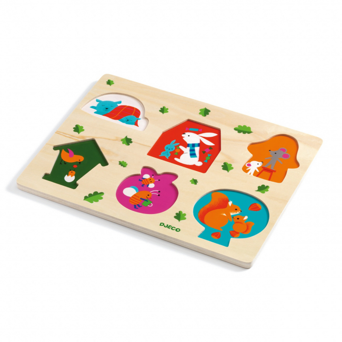 Puzzle din lemn Casute cu surprize, Djeco [2]