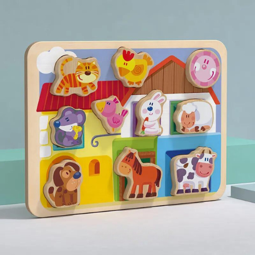 Puzzle Incastru din Lemn cu Animale de la Ferma [1]