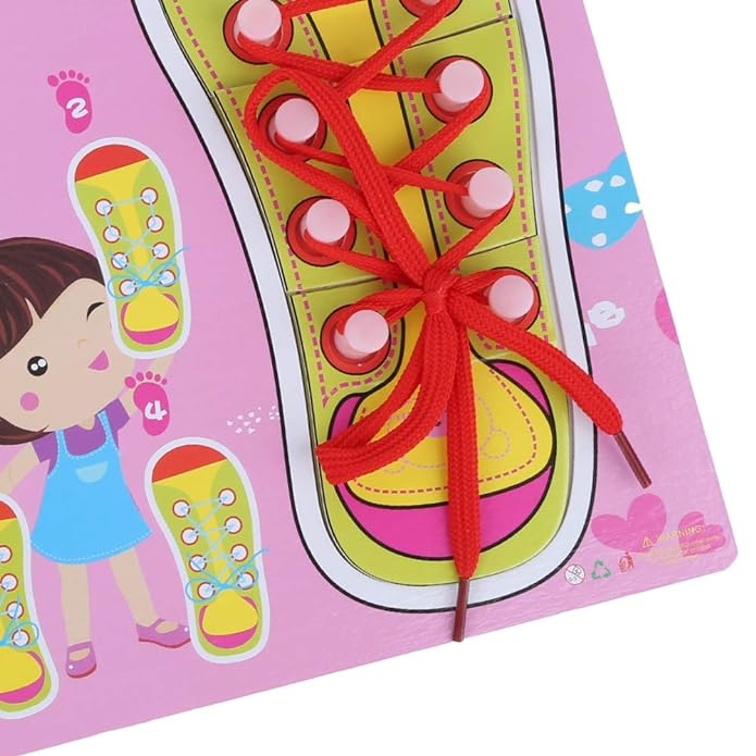 Puzzle Incastru din Lemn pentru Copii, Invatam sa Legam Sireturile [2]