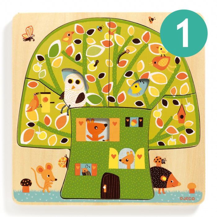 Puzzle din lemn Copacul, Djeco [2]