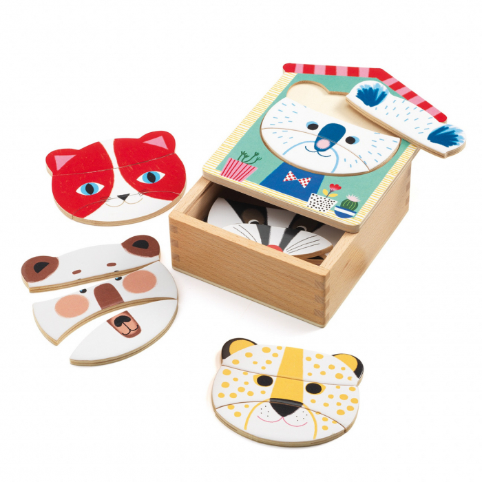 Puzzle lemn Face mix, Djeco [1]