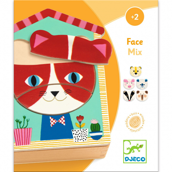 Puzzle lemn Face mix, Djeco [4]