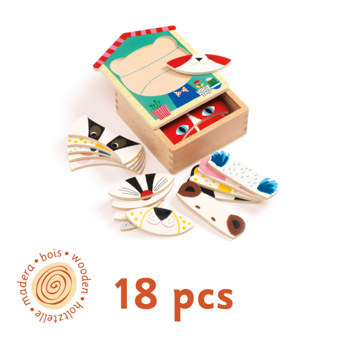 Puzzle lemn Face mix, Djeco [2]
