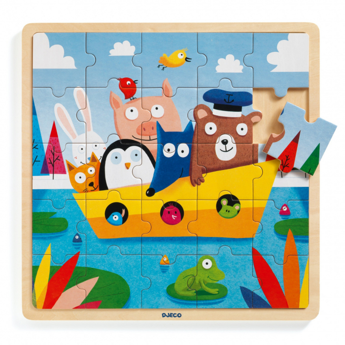 Puzzle lemn Djeco, Toti in barca [1]