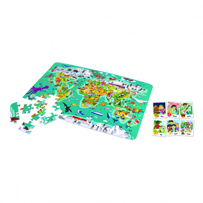 Puzzle pentru copii 2 in 1 In jurul lumii (100 piese) [1]