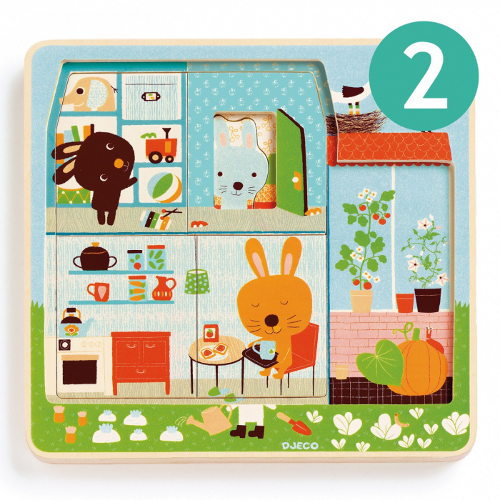 Puzzle straturi Djeco casuta iepurasilor [3]
