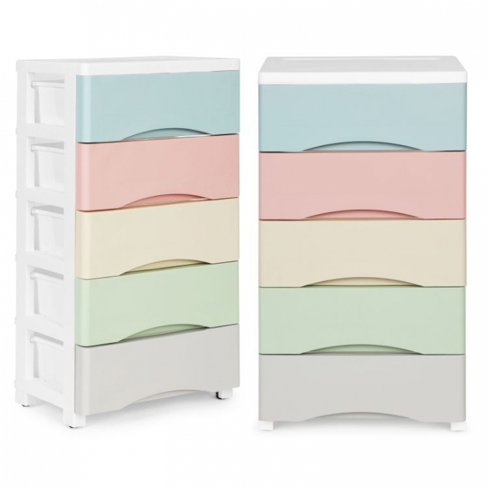Raft pe roti cu 5 compartimente pentru depozitarea jucariilor ModernHome - Multicolor [1]