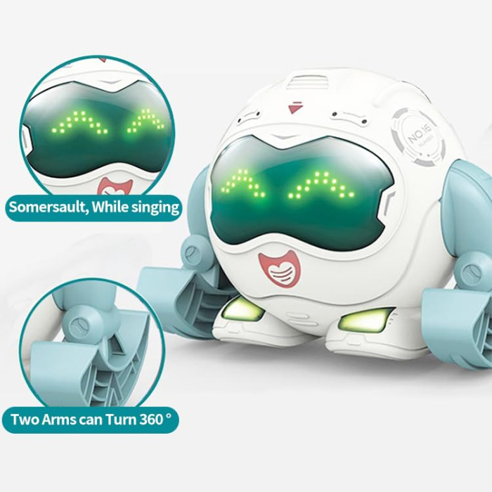 Robot de Jucarie pentru Copii care se Rostogoleste, cu Lumini si Sunete, Albastru Deschis [4]
