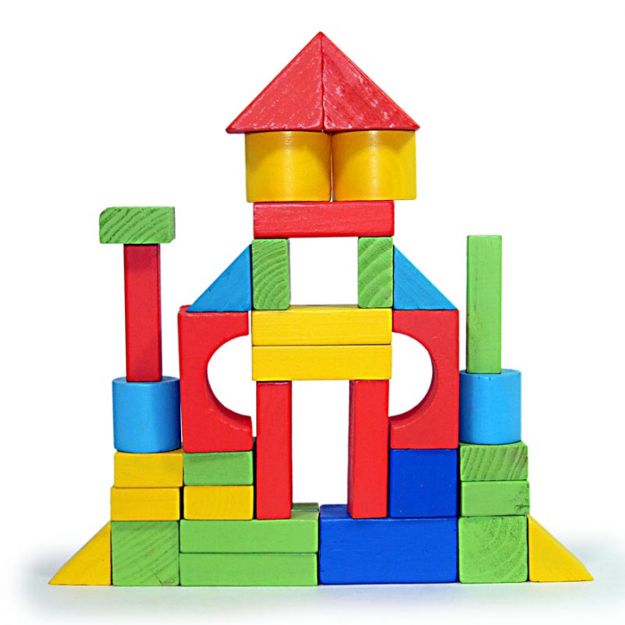 Rucsac cu Cuburi din Lemn pentru Construit, Multicolor [3]