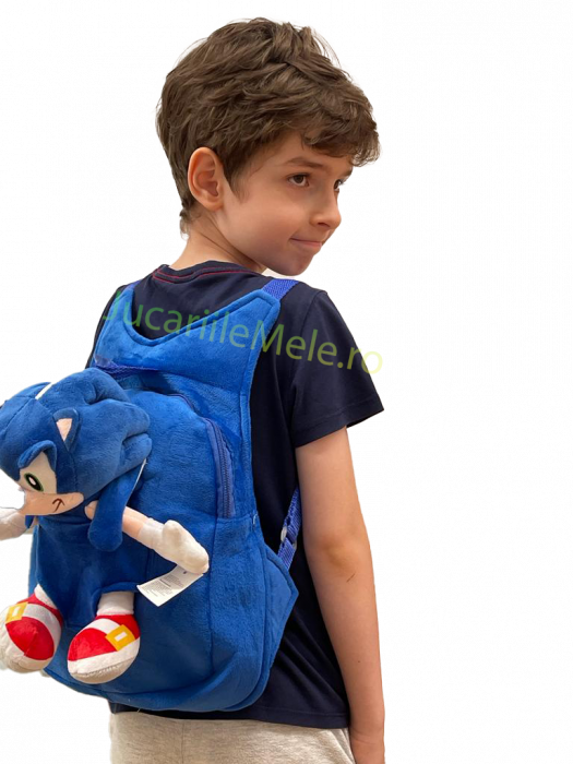 Rucsac din plus de tip ghiozdanel pentru copii Albastru Ariciul Sonic [2]