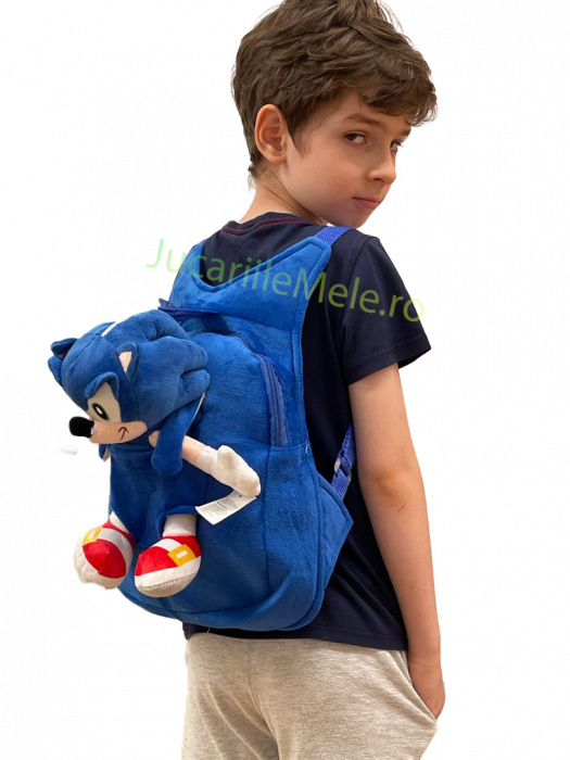 Rucsac din plus de tip ghiozdanel pentru copii Albastru Ariciul Sonic [4]