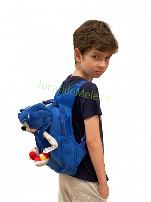 Rucsac din plus de tip ghiozdanel pentru copii Albastru Ariciul Sonic [5]