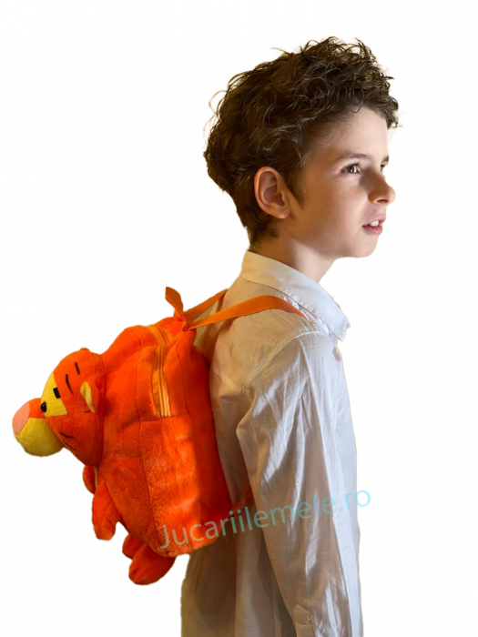 Rucsac din plus de tip ghiozdanel pentru copii cu Tigru - Portocaliu [6]