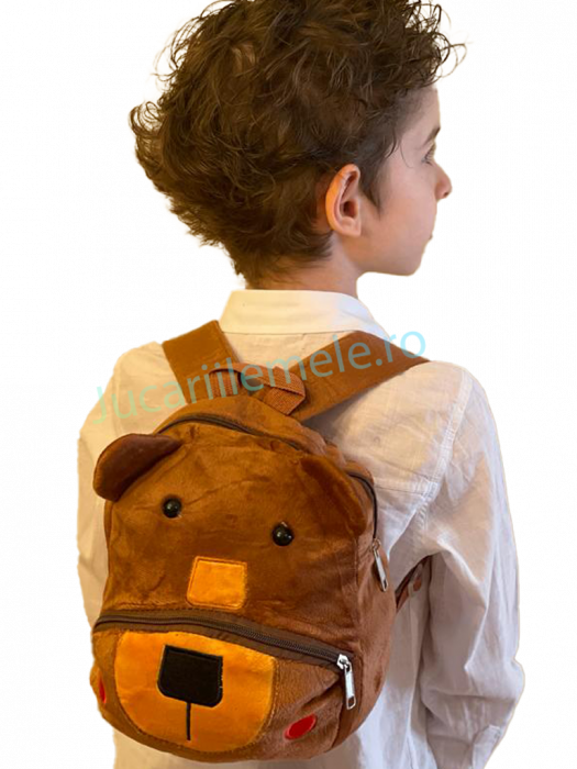 Rucsac din plus de tip ghiozdanel pentru copii Maro cu Ursulet [5]