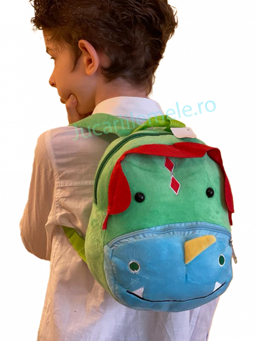 Rucsac din plus de tip ghiozdanel pentru copii Multicolor cu Dinozaur Vesel [4]
