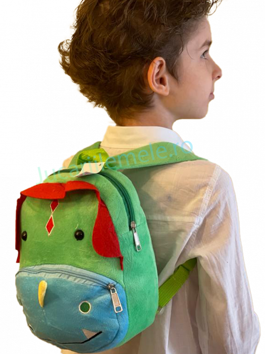 Rucsac din plus de tip ghiozdanel pentru copii Multicolor cu Dinozaur Vesel [5]