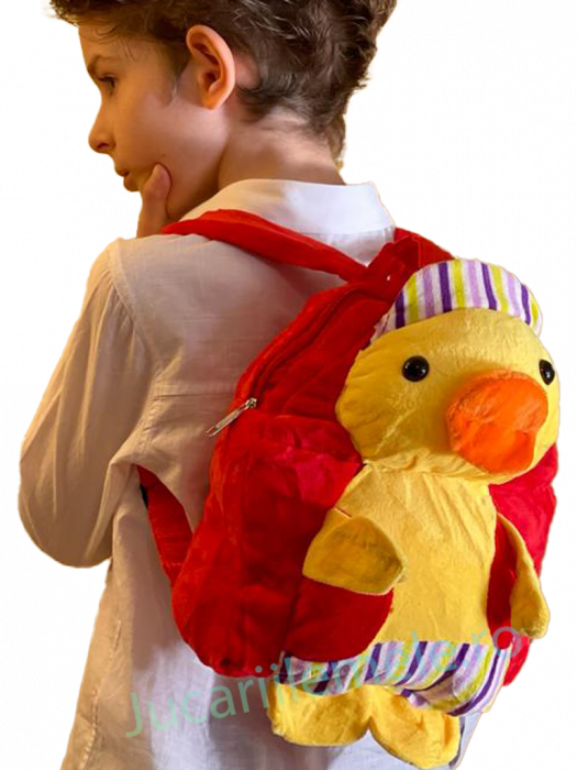 Rucsac din plus de tip ghiozdanel pentru copii Rosu cu Rata [3]