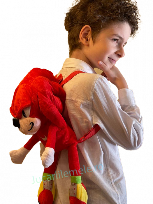 Rucsac din plus de tip ghiozdanel pentru copii Rosu Knuckles the Echidna [4]