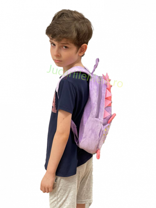 Rucsac din plus de tip ghiozdanel pentru copii Roz/Mov Catelus [3]