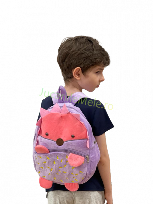 Rucsac din plus de tip ghiozdanel pentru copii Roz/Mov Catelus [2]