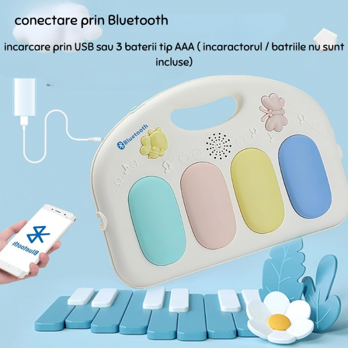 Salteluta cu proiector, Bluetooth, pian, sunete si melodii incantatoare [3]