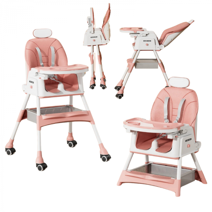 Scaun de Masa Bebe Modern – Pliabil, Pe Roti, Ajustabil pe Inaltime [1]