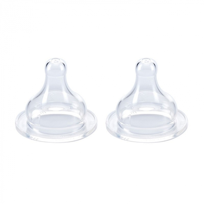 Set 2 tetine silicon pentru biberon cu gat larg debit variabil 0 - 18 LUNI [1]