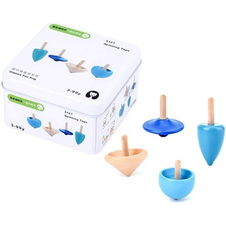 Set 4 titirezi din lemn pentru copii, Albastru [1]